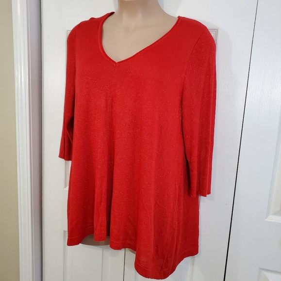 Lane Bryant Womens Plus Red Metallic Fleck Knit Lightweight Sweater ~ Pre-Owned - Picture 4 of 9